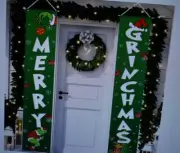 Labrostar Christmas Merry Grinchmas Banner 2 Panel Set Porch Door Sign 72" x 12"