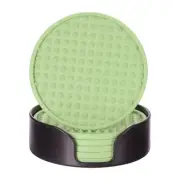 6pcs Silicone Drink Coasters with Holder for Desk Furniture Protection Green