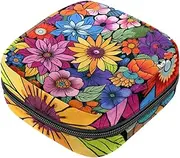 Period Bag,Sanitary Napkin Storage Bag,Floral Abstract Cartoon Flower,Tampon Holder for Purse
