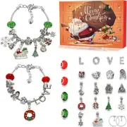 Girls 2022 Calendar 24 Days Christmas Gift Set 22 DIY Charm Beads 2 Bracelets