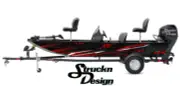 Red Black Spotted Pattern Grey Design Wrap Fishing Bass Boat Vinyl Decal USA