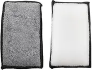 Tzylomirx 5"×3" Car Interior Scrubbing Sponges, Microfiber Car Wash Sponges, Auto Detailing Scrub Pads for Cleaning Car Leather, Plastic, Vinyl, Upholstery (2Pcs, Gray & White)