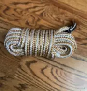 White Gold 3/8 Inch 15FT Double Braid Nylon Boat Dock Line Mooring Rope