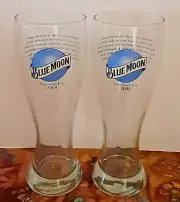 2 - BLUE MOON ~ "New Years Eve 2009" 22oz Glasses Collector -Home Bar -Man Cave