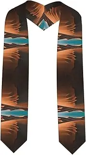 [SKKNT] Sand Dunes Print Graduation Shawl Stole For Academic Commencements Honor Sash Congratulations Gift, Sharp Corner, One Size