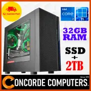 Intel Core i7 Gaming PC 32GB RAM Computer SSD+2TB Home & Office Desktop PC Core