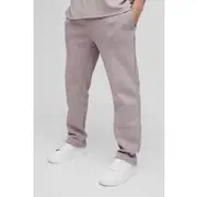 Mens Taupe 330GSM Straight Leg Basic Jogger With Pintuck
