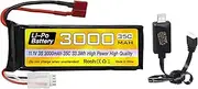 Fytoo 3S Lipo Battery 11.1V 3000mAh 35C with T Plug and USB Charging Cable Suitable for RC Car, Truck, Remote Control Boat, RC Quadcopter Aircraft, FPV Drone Battery