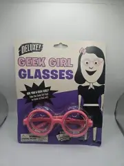GEEK GIRL GLASSES Deluxe! Novelty Thick Nerd Glasses Funny Toy Geekiness Quiz