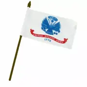 Army White Flag 4"x6" Desk Table Stick Gold Staff