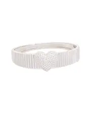 Juvell 18K Plated CZ Heart Goose Bangle Bracelet