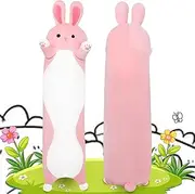 Long Rabbit Plush Pillow,35.5" Large Bunny Stuffed Animal,Weighted Bunny Plush,Cuddly Sleeping Hugging Pillows, Soft Giant Body Pillow,Beloved Plush Toy Gift at Birthday Kids Adults