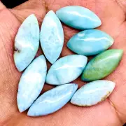9 Pcs Natural Larimar 22.8-29mm Marquise Loose Cabochon Untreated Gemstones Lot