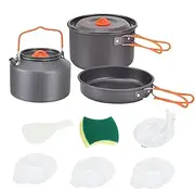 Backpacking Cooking Set | Non-Stick Pot and Pan Kit - Lightweight Backpacking Cookset with Foldable Handles, Compact for Hiking and Travel