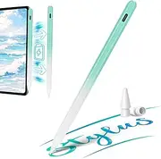 Stylus Pen for iPad 9th Generation Pencil with Palm Rejection, Magnetic QLAYA Pencil for Apple iPad 10th-6th Gen, iPad Air, iPad Pro 11&12.9 inch, Tilt Sensitive, White Green