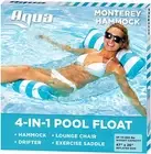 Aqua AQL10180 4 in 1 Multi-Purpose Inflatable Pool Hammock - Blue/ White