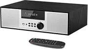 Retro Style Micro Shelf System 40W RMS with CD Player, Bluetooth, USB Playback, FM Radio, AUX-Input, 2-Way Music Crisp-Sound, DSP-Tech (TB-816B)