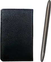 [タキザワ] MEIB-TK12-H Grain Cowhide Black Business Card Holder Brass Dacapo Streamline Ballpoint Pen Set Gray Axis
