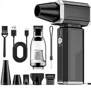 Electric Air Duster, Car Mini Vacuum Cleaner Super Power Turbo Fan 2-in-1 Compressed Air Duster & Vacuum Stepless Speed Adjustable for Dust Debris Removal Keyboards Electronics Home Auto Outdoor Use