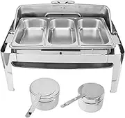 Stainless Steel Buffet Chafer, 9L Food Warmer with Transparent Glass Lid, Easy to Clean, Rectangular Chafers and Buffet Warmer, Food Warmers for Hotels, Parties, Birthday, Holiday Parties