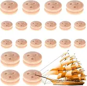 Wooden Boat Model Pulley Kit | 20 Pieces Resuable Wooden Deadeye Ancient Sailing Boat Model Accessories for Men, Women