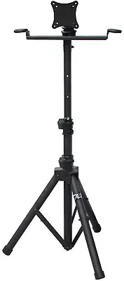 Audio2000'S AST420Y LCD Monitor Karaoke Stand with Tripod Legs, Black -New