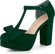 [Allegra K] Women's Mary Janes Platform Pumps Halloween Costumes Chunky Heels Dress Shoes