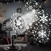 Christmas Projector Light, 180° Rotatable Snowflake Projector Lamp, Halloween Projector Lights, IP44 Waterproof, Portable LED Projector Lights, Snowfall Projector Lamp for Indoor, Outdoor