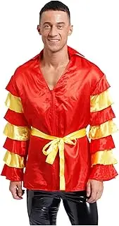 [Linjinx] Mens Latin Tango Salsa Rumba Tiered Shirts for Halloween Festival Party Dance Costumes