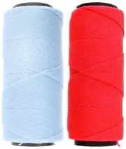 2 Knot It Waxed Polyester Cord 1mm Diameter 144M Spools (Baby Blue, Neon Pink)