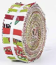 Soimoi 40Pcs Block Print Precut Fabrics Strips Roll Up 1.5x42inches Cotton Jelly Rolls for Quilting - Green