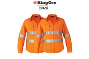 KingGee 2 Pack WorkCool 2 Hi Vis Taped Shirt Long Sleeve Work Lightweight K44545