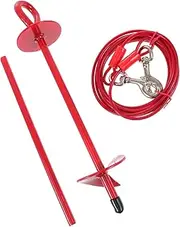 BCOATH 1 Set 360 Dog Stake Outdoor Dog Supply Swivel Dog Tie Out Stake Dog Camping Stake Dog Fixing Rope Wire Rope Stake for Garden Stake Pet Leash Puppy Pulling Rope Stake Fixator Red
