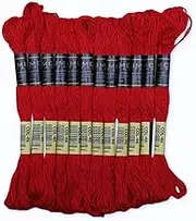 UMC STAG Pack of 12 Premium Embroidery Thread | 100% Egyptian Cotton Premium Skeins | Cross Stitch Embroidery Floss | Oeko TEX Certified Stranded Cotton | Ideal for Arts & Crafts (Bright Red 46)