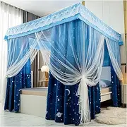 Four Poster Bed Canopy with Stand Mosquito Net Shading Bed Curtain Princess Curtains Canopy for Girls King Size Bed(Size:2×2.2m/6.6×7.2ft,Color:f)