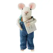 Jiggle & Giggle 12cm Wool/Polyfoam Harold Felt Mouse Figurine/Animal Decor White