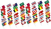 Outanaya 64 pcs Hand Signal Flag Hand Waving Flag Country Flag International National Flags Classroom Flag World Stick Flag Handheld Patriotic Flag Football Polyester Toothpick