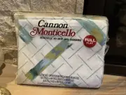 MONTICELLO CANNON FULL FLAT TOP SHEET SENECA 281 WHITE BLUE GREEN Vintage New
