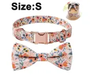 Custom Flower Girl Dog Collar for Female Dogs- Floral Pattern Engraved Pet Collars with Personalized Gold Buckle - Orange