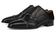 Christian Louboutin Cloocloo Flat Black Leather Spike Oxford Dress Loafer 43 10