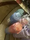 3pcs set Water Bottle Portable Gradient Sport Bottle with bag and straws