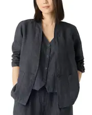 Eileen Fisher Petites High Collar Jacket