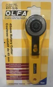OLFA 45mm Straight Handle Rotary Cutter (RTY-2/G) - Rotary Fabric Cutter w/Blade