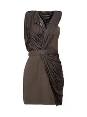 Brown Asymmetric Draped Mini Dress