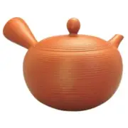 Teapot Kyusu Tokoname - AKIRA - Orange - 420 ml cc - Stainless Mesh - Striped