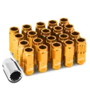 OPEN-END ALUMINUM ORANGE 16 LUG+4 LOCK NUTS+ADAPTER M12X1.5 21MM OD/50MM TALL