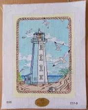 EBS Hand Painted Needlepoint Canvas LIGHTHOUSE SEAGULLS BEACH OCEAN 15"