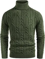[GRACE KARIN] Men's Turtneck Pullover Sweaters Long Sleeve Solid Color Twisted Knit Sweater