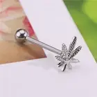 1PC Pot Leaf Shaped Tongue Ring Stainless Steel Stud Body Piercing Jewelry DSO