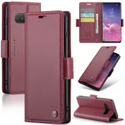 CaseMe Samsung Galaxy S10 4G Folio Wallet Case Cover Side Closure G973 [Wine]